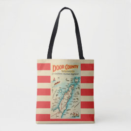 Tela Bolso Hombro Mapa Antiguo del Condado de Door