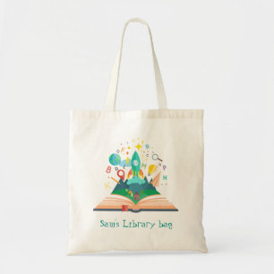 Tela Bolso lindo conocido de la biblioteca del libro