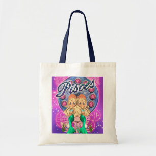 Tela Bolso lindo del zodiaco de Piscis con dos sirenas