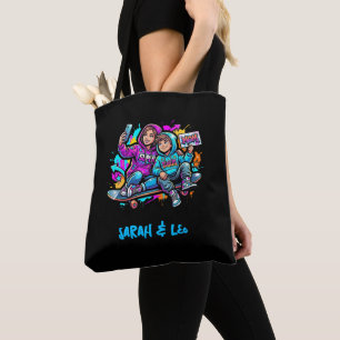Tela Bolso Negro de Graffiti Personalizado para Madre e