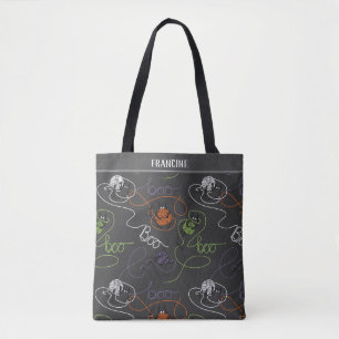 Tela Bolso negro de Halloween enmarañado boo-tifulmente