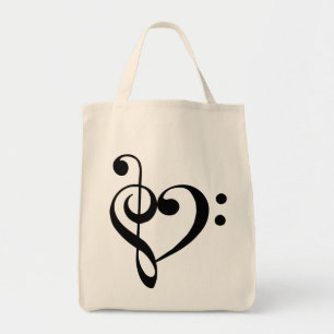 Tela Bolso (negro) del corazón de los Clefs agudos y