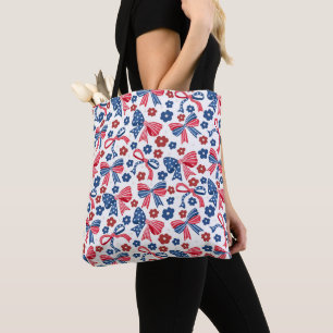 Tela Bolso Patriótico de Lazo Floral Coquette Estrellas