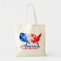 Bolso Patriótico de Mapa de USA en Acuarela