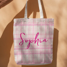 Bolso Personalizado de Cuadro Rosa con Nombre