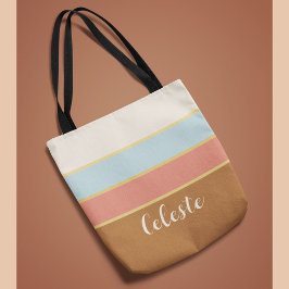 Tela Bolso Personalizado Elegante con Nombre de Rayas d