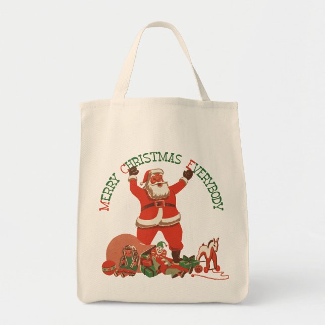 Tela Bolso retro del navidad de Santa (Frente)