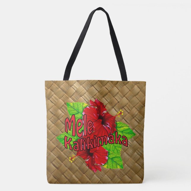 Tela Bolso rojo del navidad de Mele Kalikimaka del (Anverso)