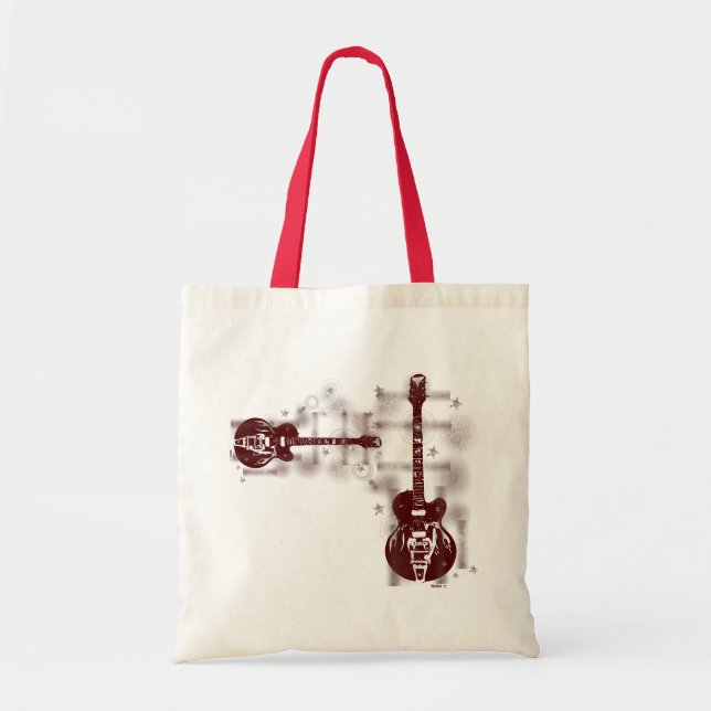 Tela Bolso rojo gráfico de la guitarra (Frente)