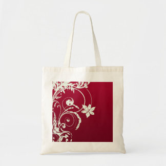 Tela Bolso rojo y blanco bonito del diseño floral de