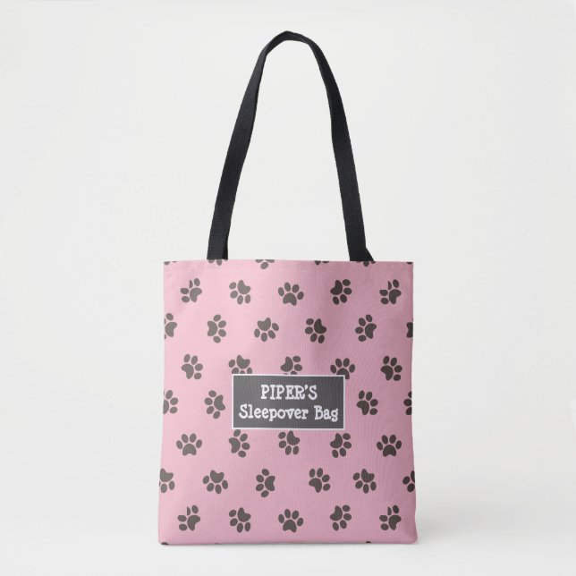Tela Bolso Rosa Huellas de Pata de Perro (Anverso)