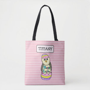 Tela Bolso rosado personalizado del conejito de pascua
