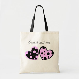 Tela Bolso rosado y negro de los corazones