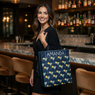 Tela Bolso tipo tote con patrón de cóctel margarita per