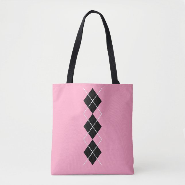 Tela Bolso Tot de Argyle Negro Rosa  (Anverso)