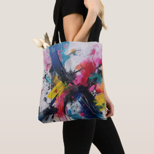Tela Bolso Tot de Arte Abstracto Rosa Amarillo Moderno