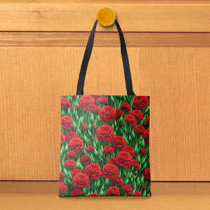 Tela Bolso Tot de Claveles Rojos
