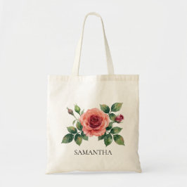 Tela Bolso Tot de Flor de Rosa Acuarela