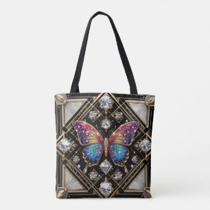 Tela Bolso Tot de Lujo Diamantes Mariposa Arcoíris