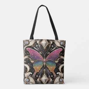 Tela Bolso Tot de Lujo Diamantes Mariposa Arcoíris