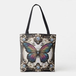 Tela Bolso Tot de Lujo Diamantes Mariposa Arcoíris