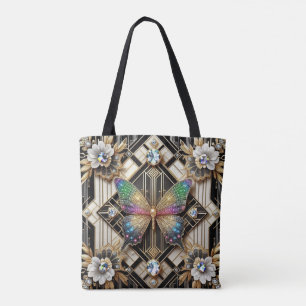 Tela Bolso Tot de Lujo Mariposa Arcoíris con Diamantes