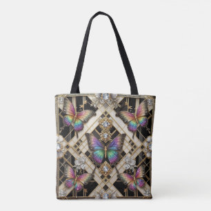 Tela Bolso Tot de Lujo Mariposa Arcoíris Diamantes