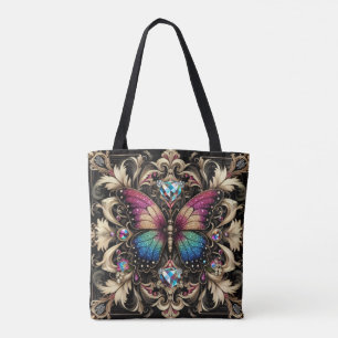 Tela Bolso Tot de Lujo Mariposa Arcoíris Diamantes