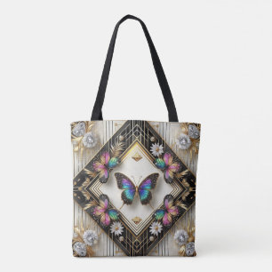 Tela Bolso Tot de Lujo Mariposa Arcoíris Diamantes