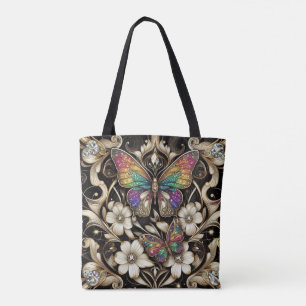 Tela Bolso Tot de Lujo Mariposa Arcoíris Diamantes