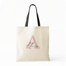 Bolso Tot de Monograma Personalizada Rosa Moderno 