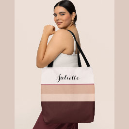 Tela Bolso Tot de oro rosa con nombre personalizado y r