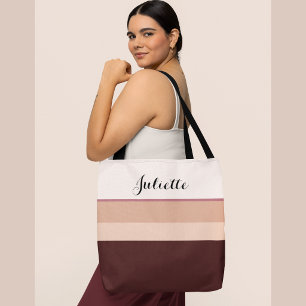 Tela Bolso Tot de oro rosa con nombre personalizado y r
