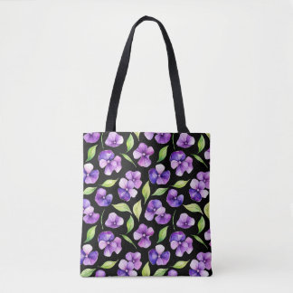 Tela Bolso Tot de Periwinkle de Acuarela Negro