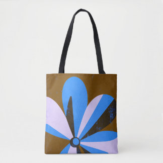 Tela Bolso tote abstracto de flor moderna azul