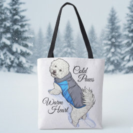 Tela Bolso Tote Bichon de Nieve de Corazón Cálido