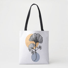 Tela Bolso Tote Botánico de Hoja de Ginkgo Moderna