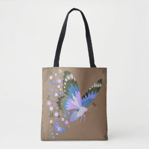 Tela Bolso Tote Botánico de Mariposa Silenciada