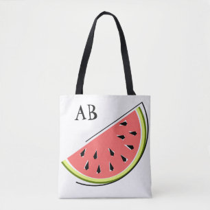 Tela Bolso tote con monograma de rodaja de sandía