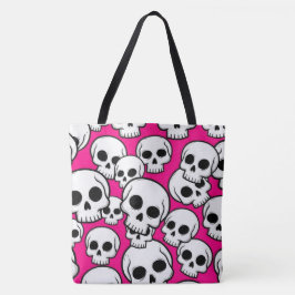 Tela Bolso Tote con Patrón de Calavera Rosa