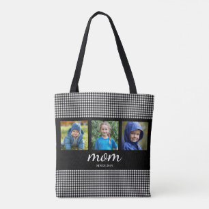 Tela Bolso Tote con Tres Fotos de Mamá