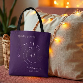 Tela Bolso tote de arte de línea celeste morado persona