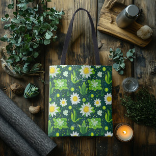 Tela Bolso Tote de Bienestar de Margarita Verde Fresca