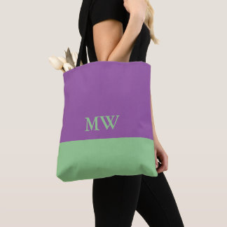 Tela Bolso Tote de Bloque de Color con Monograma Púrpur