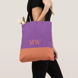 Tela Bolso tote de bloque de color con monograma púrpur