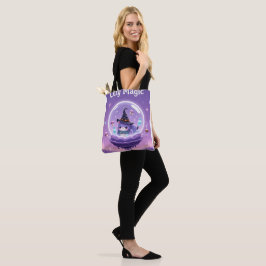 Tela Bolso Tote de Bola de Nieve de Bruja Kawaii Púrpur