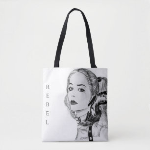 Tela Bolso tote de chica punk moderna y rebelde cuervo