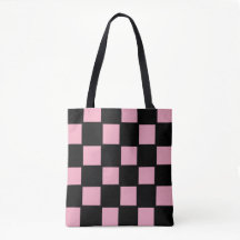 Bolso tote de cuadros rosa y negro