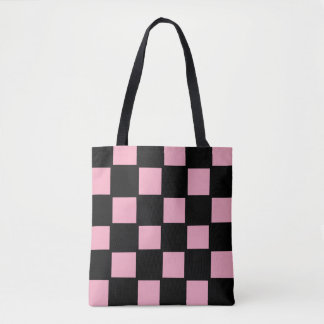 Tela Bolso tote de cuadros rosa y negro