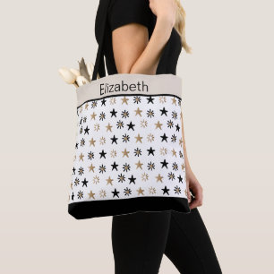 Tela Bolso tote de estrellas en negro con monograma